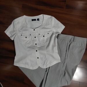Button-up white denim top